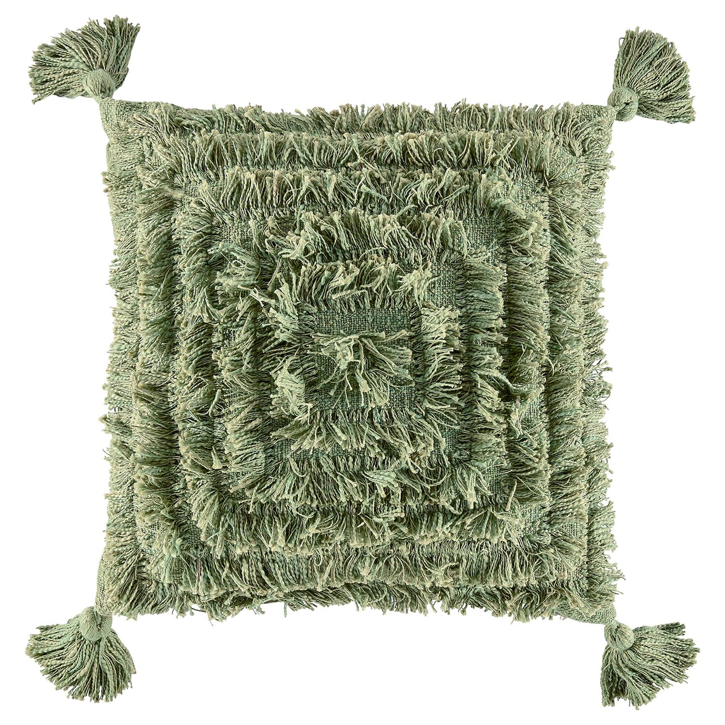 Fringe Cushion CUSHION KAS AUSTRALIA Olive Square 50x50cm