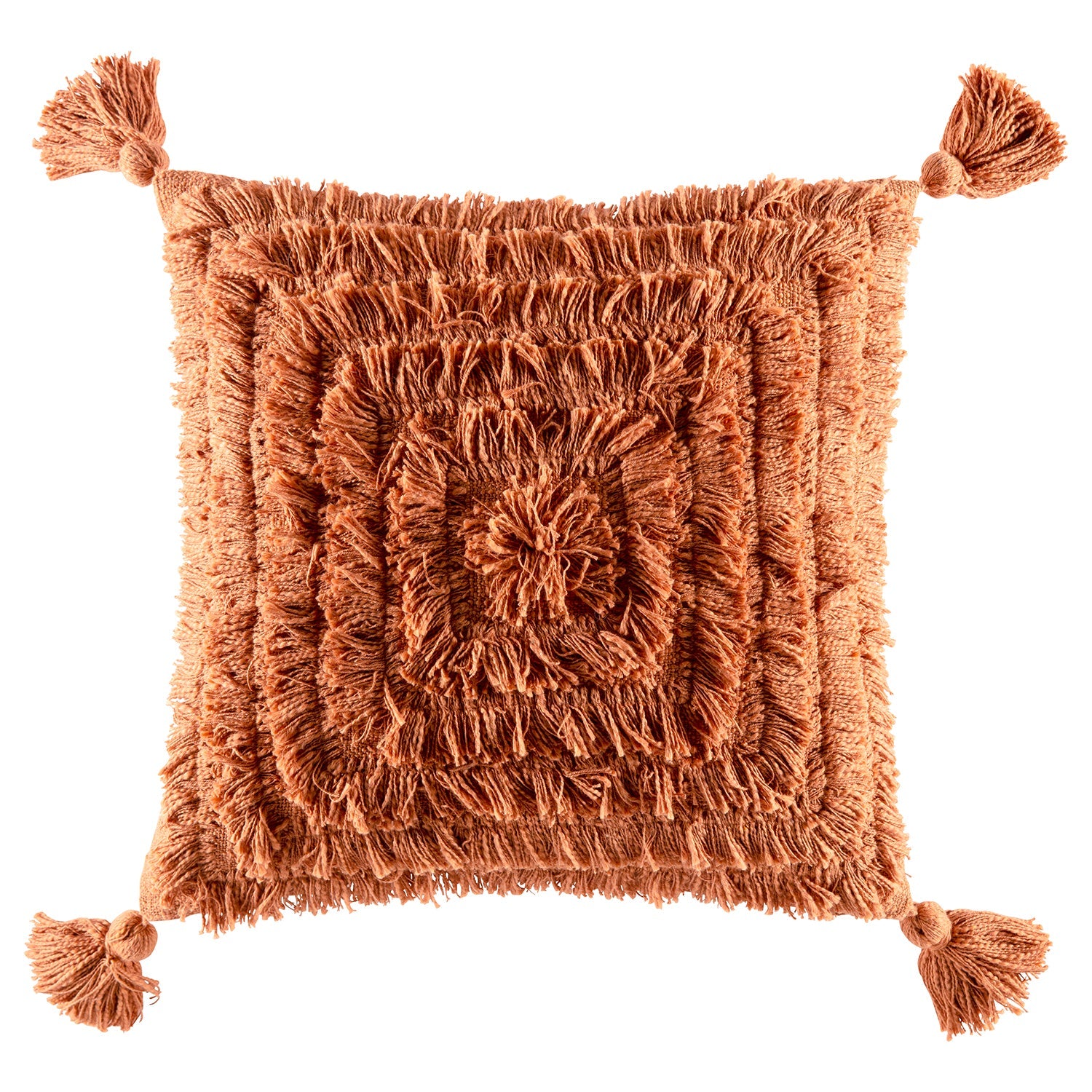 Fringe Cushion CUSHION KAS AUSTRALIA Rust Square 50x50cm